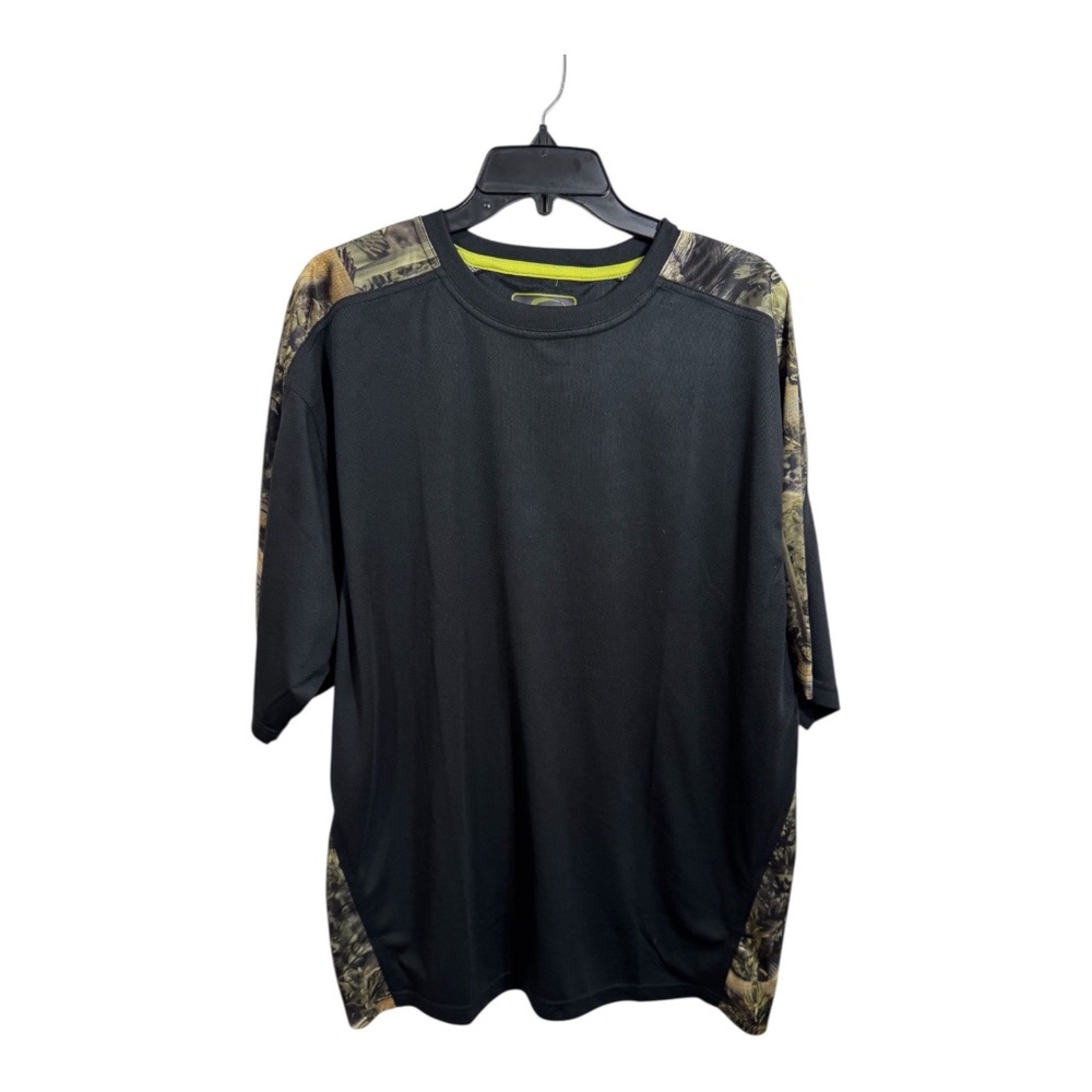 Fishouflage T-Shirt Mens Size XL Black Camoflage Short Sleeve Fishing Hunting